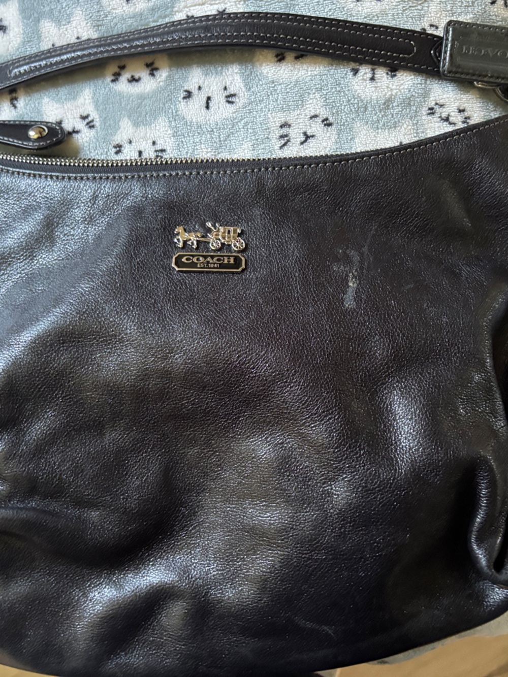 Coach Black Leather Shoulder Bag with Silver Tone Hardware- Like New